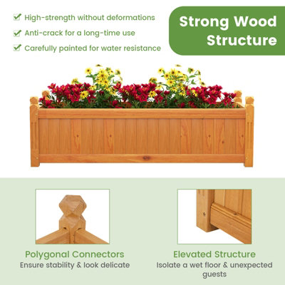 Costway Wooden Raised Garden Bed Outdoor Rectangular Planter Box w/ Drainage Holes - 5