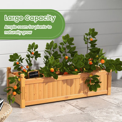 Costway Wooden Raised Garden Bed Outdoor Rectangular Planter Box w/ Drainage Holes - 7