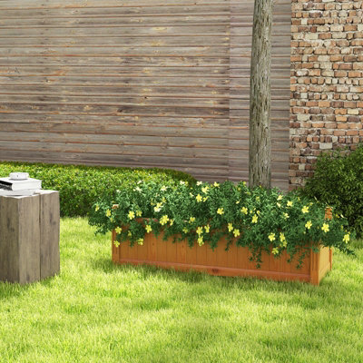 Costway Wooden Raised Garden Bed Outdoor Rectangular Planter Box w/ Drainage Holes - 8