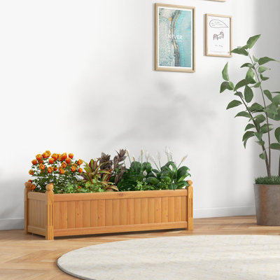 Costway Wooden Raised Garden Bed Outdoor Rectangular Planter Box w/ Drainage Holes - 9