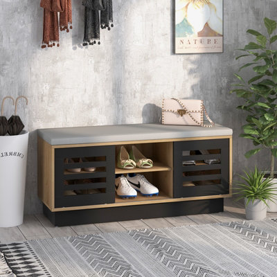 Costway Wooden Shoe Bench Shoe Storage Cabinet Organizer Stool W/  Adjustable Shelves