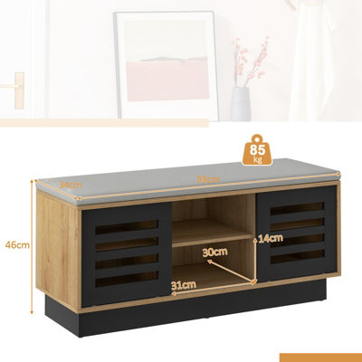 Costway Wooden Shoe Bench Shoe Storage Cabinet Organizer Stool W/ 3 ...