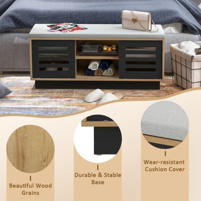 Costway Wooden Shoe Bench Shoe Storage Cabinet Organizer Stool W/ 3 ...