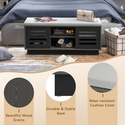 Costway Wooden Shoe Bench Shoe Storage Cabinet Organizer Stool W/ 3 Adjustable Shelves - 9