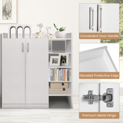 Costway Wooden Shoe Cabinet 2-Door Storage Entryway Shoes Organizer w/Adjustable Shelves - 7