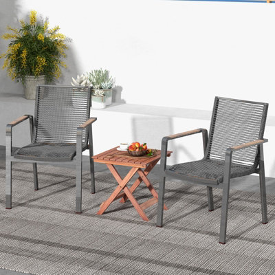Costway Wooden Side Table Outdoor & Indoor Folding Coffee Table w/ Slatted Tabletop - 3