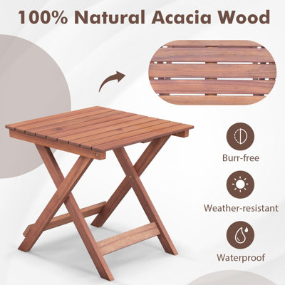 Costway Wooden Side Table Outdoor & Indoor Folding Coffee Table w/ Slatted Tabletop - 6