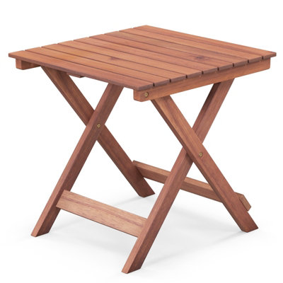 Costway Wooden Side Table Outdoor & Indoor Folding Coffee Table w/ Slatted Tabletop - 9