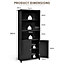 Costway Wooden Tall Bookcase 3-Tier Shelving Storage Cabinet 2 Doors Display Organizer