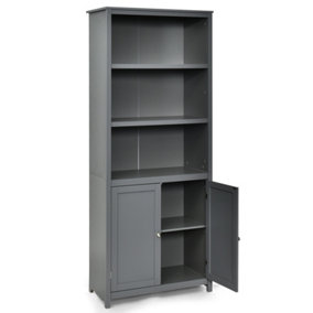 Costway Wooden Tall Bookcase 3-Tier Shelving Storage Cabinet 2 Doors Display Organizer