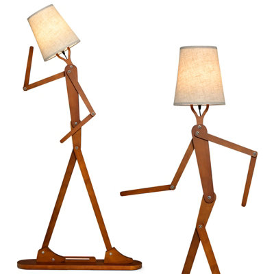 Costway Wooden Tall Floor Lamp Corner Decorative Humanoid Light Fixture Changeable Shape