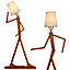Costway Wooden Tall Floor Lamp Corner Decorative Humanoid Light Fixture Changeable Shape