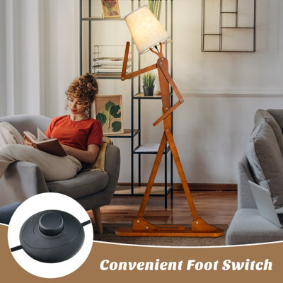 Costway Wooden Tall Floor Lamp Corner Decorative Humanoid Light Fixture Changeable Shape