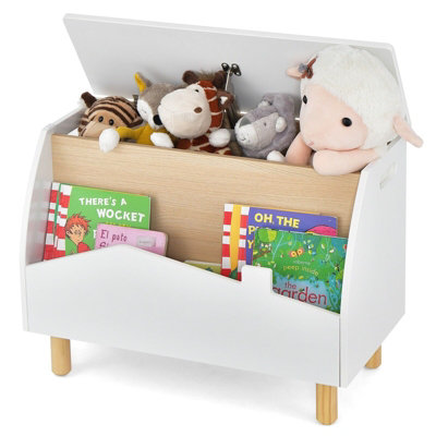 Costway Wooden Toy Box Kids Toy Storage Organizer Chest Flip-top Lid ...