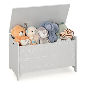 Costway Wooden Toy Box Kids Toy Storage Organizer Chest Flip-top Lid Bookcase Trunk Bench