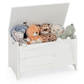 Costway Wooden Toy Box Kids Toy Storage Organizer Chest Flip-top Lid Bookcase Trunk Bench