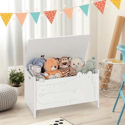 Costway Wooden Toy Box Kids Toy Storage Organizer Chest Flip top Lid Bookcase Trunk Bench
