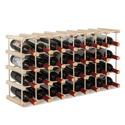 Costway Wooden Wine Rack Freestanding 36-bottle Modular Wind Holder ...