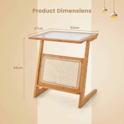 Costway Z-shaped End Table Side Table Nightstand Rattan Magazine Rack ...