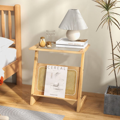 Costway Z-shaped End Table Side Table Nightstand Rattan Magazine Rack ...