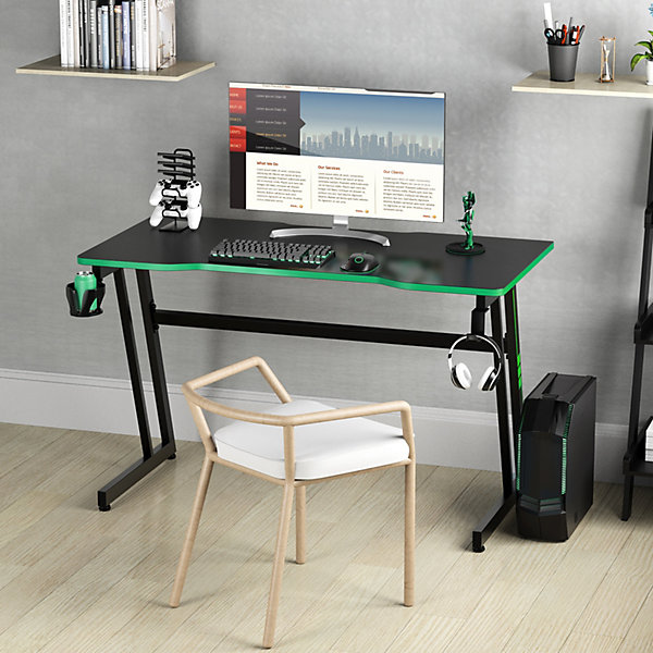 Costway Z Shaped Ergonomic Gaming Table Gaming Desk w Costway Z Shaped Ergonomic Gaming Table Gaming Desk w
