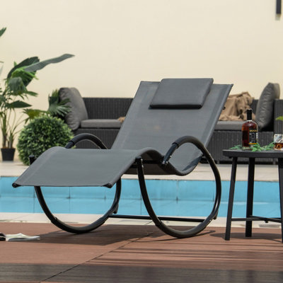Costway Zero Gravity Rocking Lounge Chair Outdoor Rocking Chaise Lounge - 3