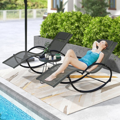 Costway Zero Gravity Rocking Lounge Chair Outdoor Rocking Chaise Lounge - 4