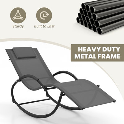 Costway Zero Gravity Rocking Lounge Chair Outdoor Rocking Chaise Lounge - 7