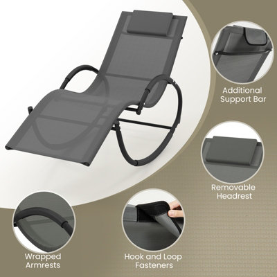 Costway Zero Gravity Rocking Lounge Chair Outdoor Rocking Chaise Lounge - 8