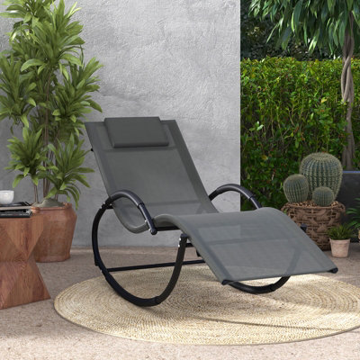 Costway Zero Gravity Rocking Lounge Chair Outdoor Rocking Chaise Lounge - 9