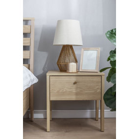 COSY - Modern Bedside Table with Drawer and USB & USB-C Charging Port - Stylish Oiled Oak Finish(H)460mm (W)450mm (D)400mm
