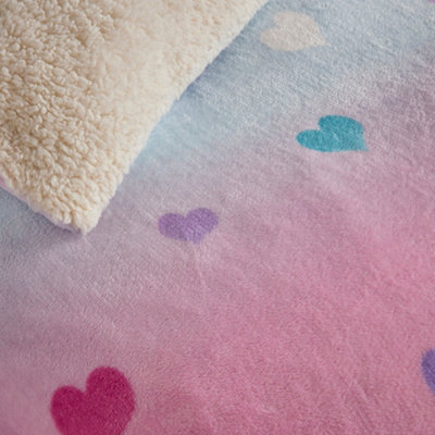 Cosy Ombre Heart Plush & Sherpa Reverse Duvet Cover Set