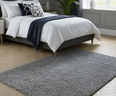 Buy Cosy Plush Soft Shaggy Rug,Grey/Black/Cream at B&Q