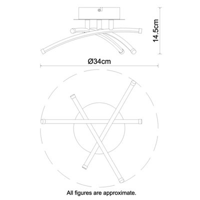 COSYLYTE Hatton Mini 3 Light Integrated LED Modern Ceiling Light - Chrome