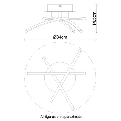COSYLYTE Hatton Mini 3 Light Integrated LED Modern Ceiling Light - Chrome