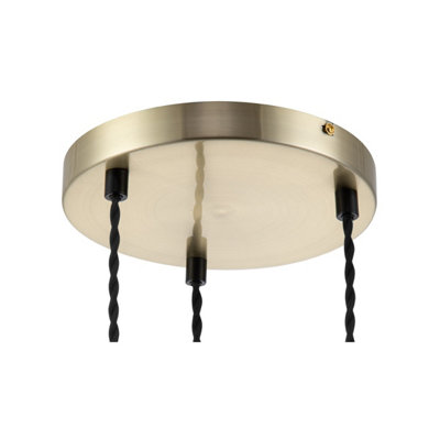 COSYLYTE Maple 3 Light Modern Ribbed Glass Cluster Pendant Light - Brushed Brass