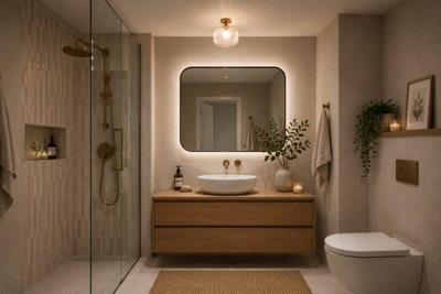 COSYLYTE Maple Modern Ribbed Glass Ceiling Light - Brass Base