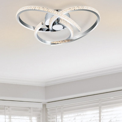 COSYLYTE Moora 3 Light Integrated LED, Modern, Curved Ceiling Light - Chrome
