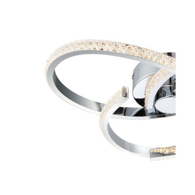COSYLYTE Moora 3 Light Integrated LED, Modern, Curved Ceiling Light - Chrome