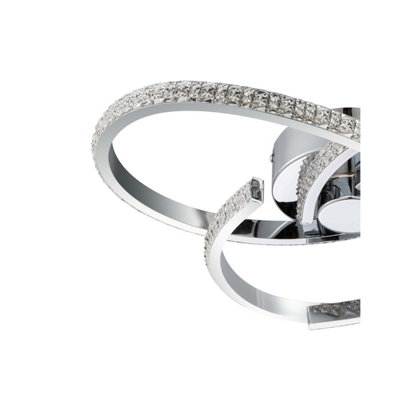 COSYLYTE Moora 3 Light Integrated LED, Modern, Curved Ceiling Light - Chrome