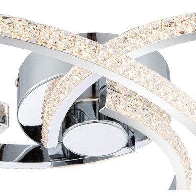 COSYLYTE Moora 3 Light Integrated LED, Modern, Curved Ceiling Light - Chrome