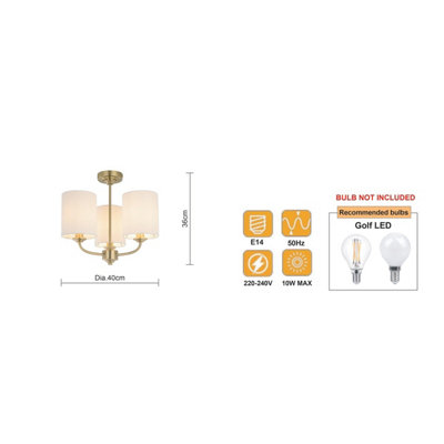 COSYLYTE Winston 3 Light Classic Faux Linen Drum Shade Ceiling Light - Brass