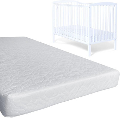 Cot Mattress Breathable & Waterproof Zipped Removable Washable Cover, Anti Allergy, White (120 x 60 x 7.5 cm)