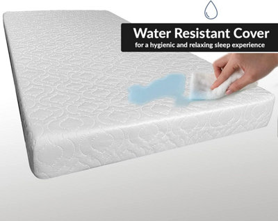 Cot Mattress Breathable & Waterproof Zipped Removable Washable Cover, Anti Allergy, White (120 x 60 x 7.5 cm)