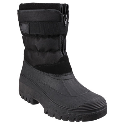 Cotswold Chase Touch Fastening and Zip-Up Winter Boot Black