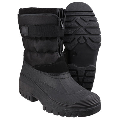 Cotswold Chase Touch Fastening and Zip-Up Winter Boot Black