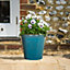 Cotswold Planter - Weather Resistant Colourful Recycled Plastic Embossed Tree Design Garden Plant Pot - Aqua, H38 x 38cm Dia