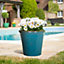 Cotswold Planter - Weather Resistant Colourful Recycled Plastic Embossed Tree Design Garden Plant Pot - Aqua, H38 x 38cm Dia