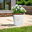 Cotswold Planter - Weather Resistant Colourful Recycled Plastic Embossed Tree Design Garden Plant Pot - White, H38 x 38cm Dia
