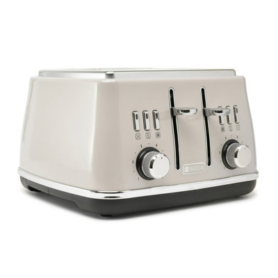 Cotswold Putty 4 Slice Toaster - Stainless Steel Toaster 4 Slice - Adjustable Browning Control - Reheat and Defrost Functions